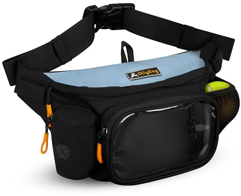 OllyDog Trailblazer Pack | Bauchtasche | Leckerli-Tasche für Hunde | inklusive Gummiball | wasserabweisend | Kotbeutelspender | freihändig | Gassigehen und Training, Maui Blau, Einheitsgröße