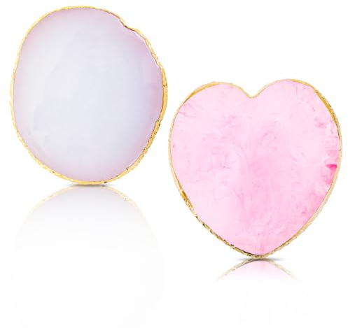 Ouligay Tavolozza per nail art in resina a forma di cuore, con bordo dorato, per mescolare il trucco, piastra per smalto, espositore per nail art, piastra per trucco, strumenti di miscelazione