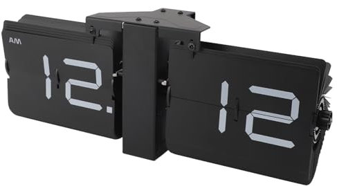 ciciglow Automatische Klappuhr, 12 Stunden, Vintage-Klappuhr, Batteriebetrieben, Leicht Ablesbare Digitale Mechanische Uhr Zum Aufhängen an der Wand auf Dem Schreibtisch (Schwarzer