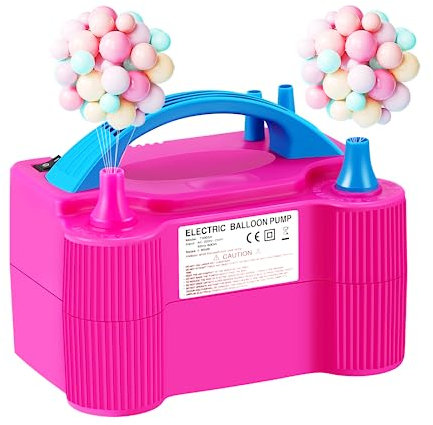 Electric Balloon Pump，Wetisedg® Portable Dual Nozzle Electric Air Pump High Power， Inflator Blower Pump for Party, Wedding, Birthday, Activities and Decoration (AC220-240V 600W) (red rose)