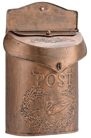 Phaxth Metal Vintage Mailbox Wall Mount for Front Porch, Decorative Mailboxes for Outside, 15.5 H X 10.5 W X 4 D