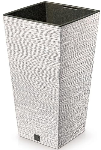 Annastore Pflanzsäule aus Kunststoff - Quadratisch Ø 24 cm/H 45 cm, Weiß
