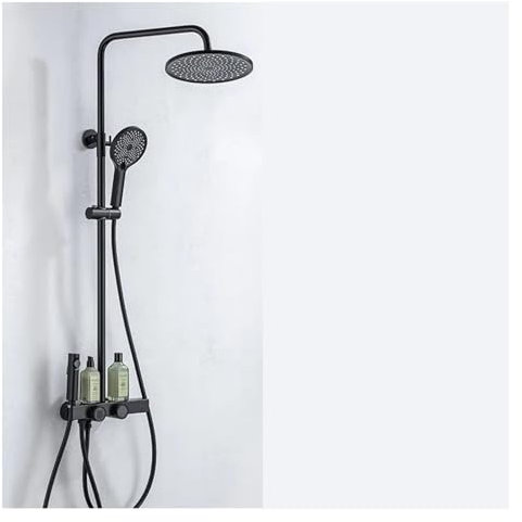 1 Uds. Grifo termostático/ducha caliente y fría, grifo de ducha negro for baño, grifo con pantalla, grifo giratorio for bañera redondo (Color : Black thermostatic)