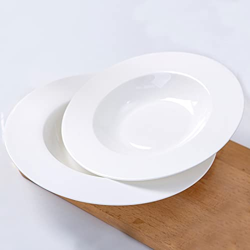 XSMYdpuk Ensaladeras De Pasta,Plato De Cena, Plato Blanco De Sombrero De Paja De Porcelana De Hueso, Tazones De Sopa, Tazones De Pasta Grandes, Ensaladeras Grandes, Tazón De Cerámica para Servir, Ap