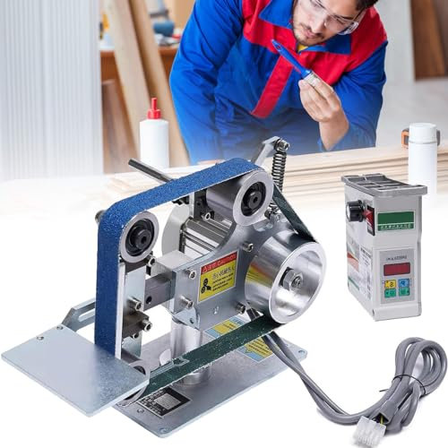 DPQYJPP Levigatrice a Nastro 550 W con Motore brushless, smerigliatrice da banco con levigatrice a Nastro da 1 x 30, Rotazione avanti e Indietro, velocità Continua Verticale e Orizzontale