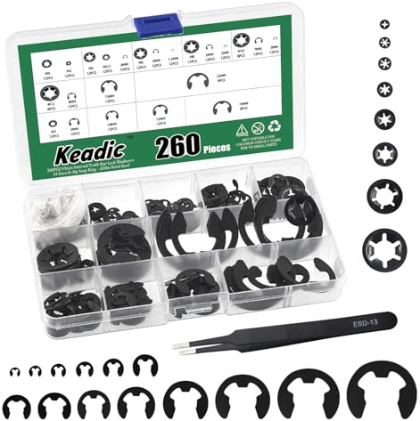 Keadic Lot de 261 rondelles Starlock à denture intérieure M3/M4/M5/M6/M8/M10/M12 et M1.5/M2/M3/M4/M5/M6/M7/M8/M9/M10/M12/M15/M19/M22 (acier noir oxydé) d finition)