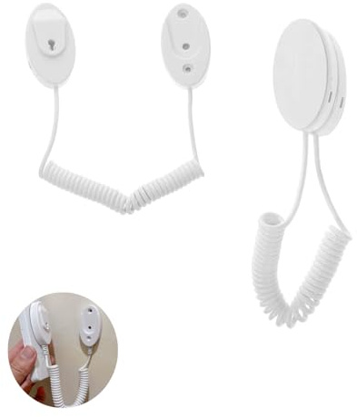 UtySty 2-pack fjärrkontroll band säkerhetslås med kvarhållande lockigt snöre fjäderkoppel väggmonterad klistermärkehållare för TV-box luftkonditionering DVD-spelare fjärrkontroller spelkontroll