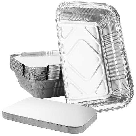 WOPPLXY 60 PCS Aluminium Foil Trays with Lids, 22 x 16 x 5CM Large Tin Foil Food Containers with Lids, 1000ml Foil Trays for Food Storage, Oven Tray, Roasting, BBQ