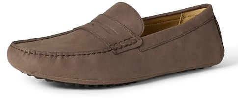 Amazon Essentials Men's Casual Driving Moc Loafers Slip-On Shoes, Brown Faux Suede, 11