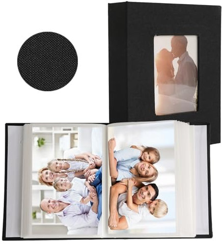CENRONG Album Fotografico, 10x15 cm 100 Tasche Piccolo Mini Biancheria Album Foto Memories Album Portafoto per Foto Famiglia, Matrimonio, Anniversario, Bambino e Vacanze (Black)