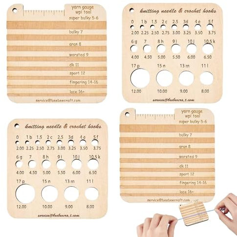 Knitting Gauge | Wooded Knitting Needle Gauge Ruler in U.S. Size - Yarn Measuring Tools Crochet Accessories for Women, Men, Boys, Girls