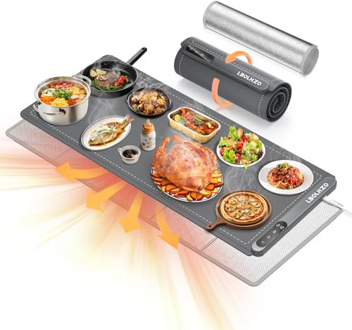 LBOLHZO Warming Mat For Food Extra Large 36x16 580W Food Warming Mat With Heat Resistant Pad,Chafing Dishes for Buffet 6 Temp 6 Hour,Roll Up Food Warmers for Parties Buffet for Catering Gatherings
