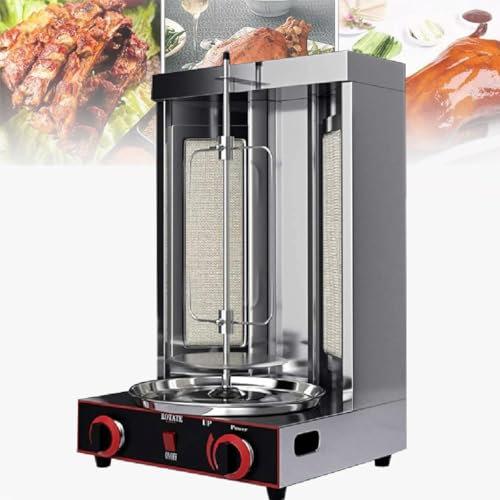 GAYAYAS Parrilla de Gas Comercial, asador automático de propano Giratorio de 360°, Ajuste de Temperatura, Parrilla Vertical automática, Parrilla de Carne gyro para Restaurante