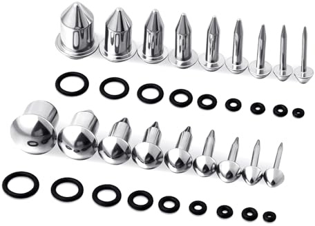 Longbeauty 9 Paar Piercing Ohrplugs Stretching Kit aus Edelstahl Punk Dehnstäbe Ohrschmuck Ohr Tunnel Einzelne Flare Gauges mit O-ringe 14G - 00G für Damen Herren