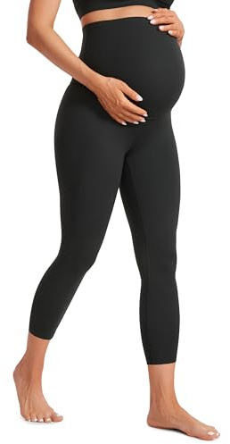 CRZ YOGA Womens Butterluxe Maternity Capris Leggings 23 - Workout Casual Yoga Over the Belly Soft Support Pregnancy Crop Pants Black 12