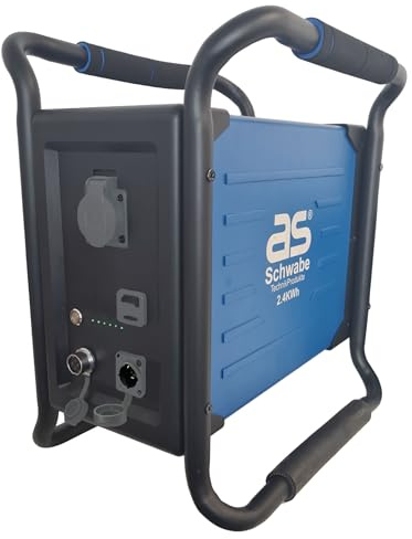 AS – Schwabe Eco Powerstation 5000 - Fuente de alimentación móvil con batería de 2,4 kW - Carga rápida - 2500 W de potencia - robusto y silencioso - Generador solar para obras, jardín, camping - IP54,