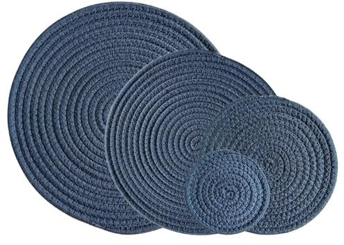 Topfuntersetzer 3 Stück Heiße Töpfe und Pfannen, Widerstandsfähige Topflappen, Topflappen for die Küche, Kochplattenmatten for Küchenarbeitsplatten, Tisch, Haushaltswaren Filzuntersetzer(Blue,24CM_3PC