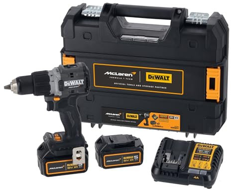 DeWalt DCD85MP2T McLaren F1 18V XR Cordless Brushless Combi Hammer Drill with 2 x 5AH Batteries, Charger & Case