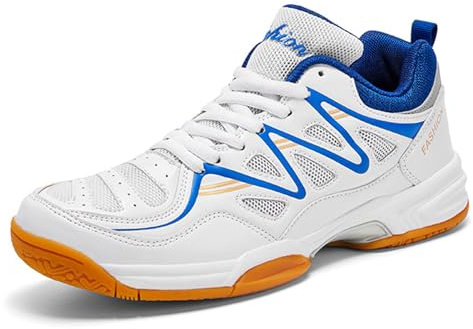 sekiueo Chaussures De Badminton Hommes Baskets De Tennis Légères Et Squash Chaussures De Sport en Salle Antidérapantes pour Le Fitness La Course À Pied Et La Marche,Bleu,43 EU