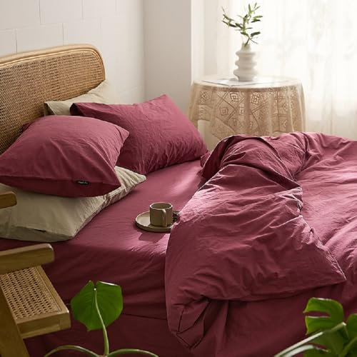 Sedefen Bettwäsche Set 135x200cm Baumwolle Altrosa Rosa Einfarbig Premium Renforce Uni Einzelbett Bettbezug und 1 Kissenbezug 80x80cm mit Reißverschluss