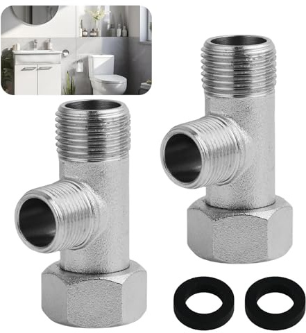 Annlpoy 2 Pièces robinet wc 3 voies adaptateur de raccord d'eau en t-stück raccord d'eau connecteur en t de plomberie en acier inoxydable 3/8,9/16, pour Toilettes et Plomberie Domestique