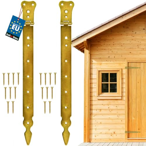KOTARBAU® 2er Set Scharniere 400 mm Scharnier verzinkter Stahl Türscharniere GoldTürband Schaniere Klappbar Gartentor Türscharnier Ladenband Türbänder Gartentorband Kreuzgehänge Torband
