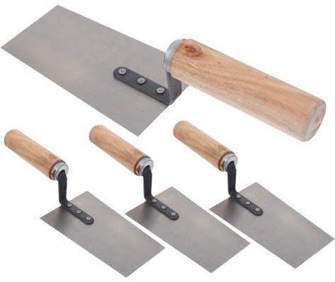 Tofficu 4 Piezas yeso llana herramienta concreta margen paletas estuco albañil carpintero rascador juntas azulejos llana para masilla de acero inoxidable espátulas de construcción Madera