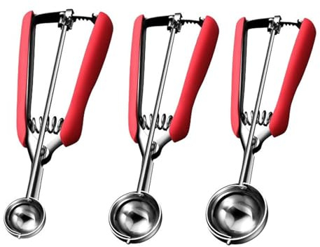 Ball Digger, 3-Piece Set, 4/5/6cm, 304 Stainless Steel ice Cream Scoop for Digging Fruit, ice Cream, Mashed Potatoes and Baking