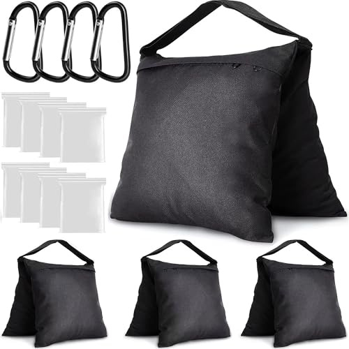 JUNSHUO 16PCS Photography Heavy-Duty Sandbag, Strong Weight Balancing Ability, Photo Video Studio Stage Film Weight Bags for Light Stands Boom Arms Tripods, Photo Sets, Excluding Sand(Black)