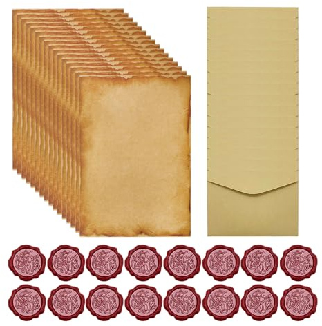 GIDWRIY 48 Schönes Briefpapier Vintage Mit Umschlag,Liebesbrief Papier A5,Vintage Briefumschläge Antik,Letter Paper And Envelope Set,Büttenpapier Briefset Mit Schreibpapier Und Wachssiegel Aufkleber