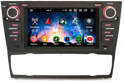 Erisin 8-Core 4GB+64GB 7 Inch Android 14 Car Stereo Bluetooth with Sat Nav for BMW 3 Series E90 E91 E92 E93 M3 Support Wireless CarPlay Android Auto WiFi 4G DAB+ DVR RDS Canbus Head Unit IPS Screen