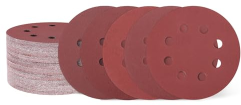 QUARKZMAN 65Pz 125mm 5 Dischi Levigatura 8 Fori Levigatrice Orbitale | Carta Vetrata A Gancio E Anello, 240/320/400/600/800/1000 Grana, Per Lavorazione Legno Metallo