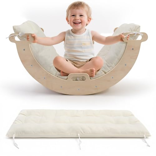 Kletterbogenkissen,Kissen für Kletterbogen,Schaukelkissen für Kleinkinder,Kletterbogen,Bodenliege-Sitzkissen und -Bezug, Bodenkissen,Kleinkind-Nickerchenmatte,Bett-Bodenkissen für Kinder (Beige)