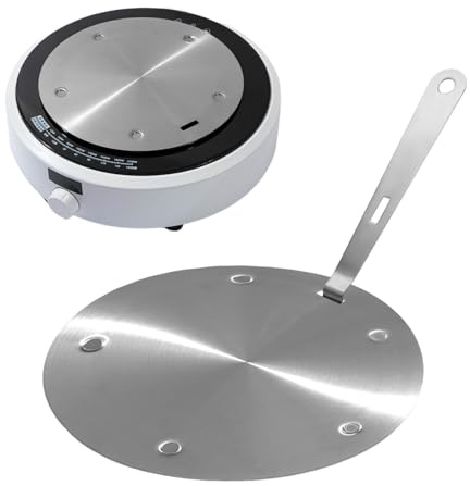 Induction Adapter Plate, Cooktop Converter Pots, Stainless Steel Heat Diffuser Simmer Disk for Household Cooking, Apartments, Dorms, Small Spaces, Efficient and Even Distribution, Multi-Purpose