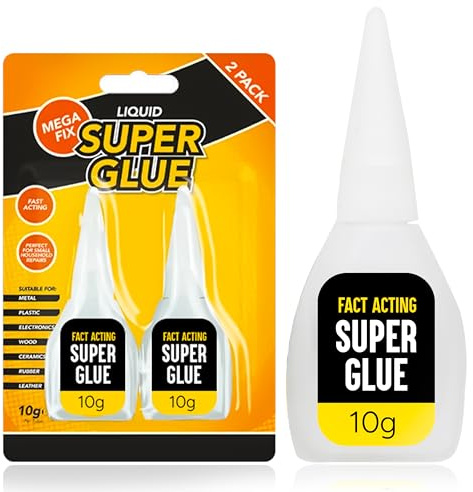 Superglue 10g 2pk – Fast Acting Adhesive for Metal, Pottery, Wood, and More, Perfect for Small Household Repairs, Quick Bonding, Reliable and Strong Hold