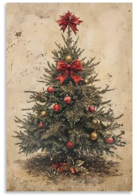 Wandkunst, Motiv: Weihnachtsbaum, Weihnachten, Feiertage, stimmungsvoller, immergrüner Baum, Wandkunst, Gemälde, Leinwanddrucke, Poster, Kunstwerk für Wohnzimmer, Schlafzimmer, Badezimmer, Büro