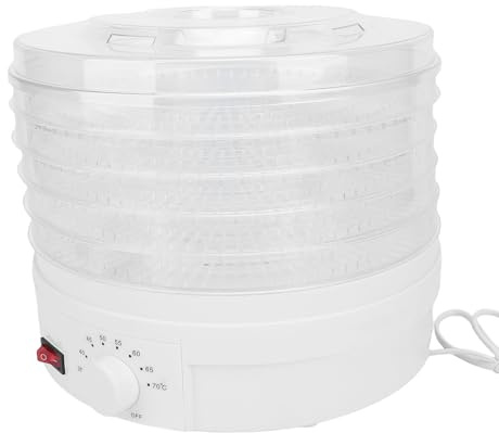 Pssopp Máquina Deshidratadora de Alimentos, 5 Bandejas Máquina Hidratadora de Gran Capacidad con Temporizador para Frutas Vegetales Carne y Más (Enchufe europeo 220V)