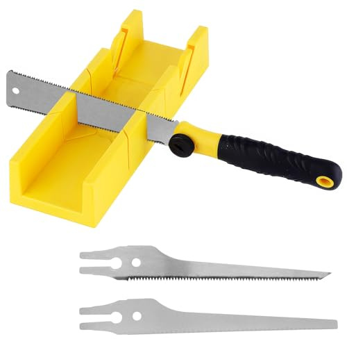 Mitre Saw, Mitre Sawandblock 4-in-1 Miter Box and Saw Set Mitre Block and Saw with 3 Japanese Pull Saws Precise 45° & 90° & 135° Angles, Tenon Saws for Woodworking Renovation DIY