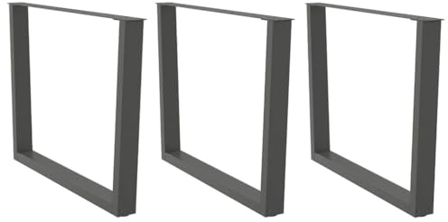 Frdhee Lot de 3 pieds pour bureau, table à manger en forme de V - Anthracite - 100 x (72-73,3) cm - En acier - Pour table, lit, armoire, canapé, étagère