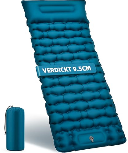 Isomatte Camping Luftmatratze 9,5cm verdickt, 200x69cm Ultraleicht Outdoor | Luftzellenmatte Aufblasbare Matratze Wasserdicht Campingmatte Schlafmatte für Strand, Zelt, Wandern