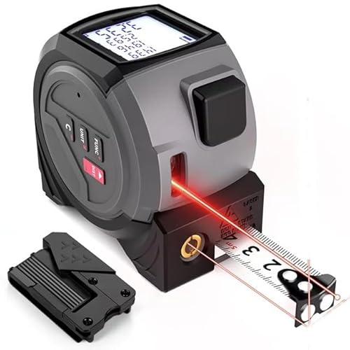 60m/197ft Laser Tape Measure Meter 3in1 High Accuracy Cross Level Distance Rangefinder 5m/16ft Tape Handheld Digital LCD Measuring Tool Line Area Distance Volume Pythagorean (M, FT, INCH)