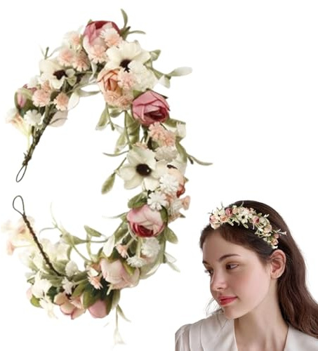 Tocado Floral Guirnalda Floral Artificial Ajustable | Corona de Flores para Boda Accesorios Del Cabello, Decoración , Mujeres, Niñas, Amigos, Familia Y Actuaciones Escénicas
