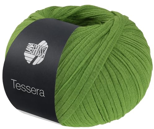 LANA GROSSA Tessera | Hochwertiges, schmales Baumwoll-Bändchengarn in matter-papierfeiner Optik | Handstrickgarn aus 100% Baumwolle | 50g Wolle zum Stricken & Häkeln | 115m Garn FB 3