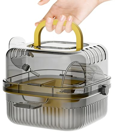 Hamster reselåda, bärbar, ventilerad transportlåda, transportlåda för små djur, lämplig för marsvin, möss, dvärghamstrar, chinchillor, för utomhus, camping, vandring, bilresa