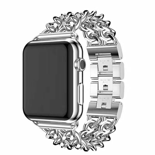 Kompatibel med klocka 41 mm (färg: silverkedja design metallband remfodral