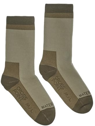 Showers Pass Cross Point Waterproof Mountain Socks - Breathable, Merino Wool, Mid-Calf, Cushioned Socks- Moss Medium/Large