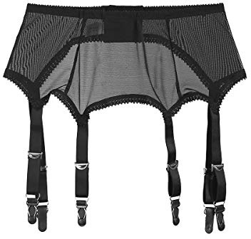 Frecoccialo Women's Suspender Stockings Transparente sexy Spitze 6 Strap Garter Belt for
