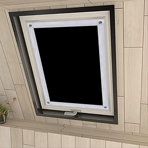 Eurohome 100% Verdunkelung Dachfenster Rollo ohne Bohren Sonnenschutz Verdunkelungsrollo mit Saugnäpfen für Velux-Fenster Schwarz76x115 cm für P08/408