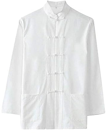 G-LIKE Chemise chinoise pour homme - Chemise traditionnelle de combat Kung Fu Tai Chi Wushu Style Tangzhuang classique Manches longues Veste d'entraînement Uniforme Printemps Automne Vêtement de