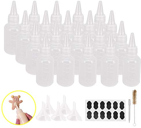 Belinlen 20 Pack 2-Ounce Plastic Squeeze Bottles with Measurement - Cookie Decorating Supplies, Cookie Supplies Writer Bottles Food Coloring and Royal Icing Supplies